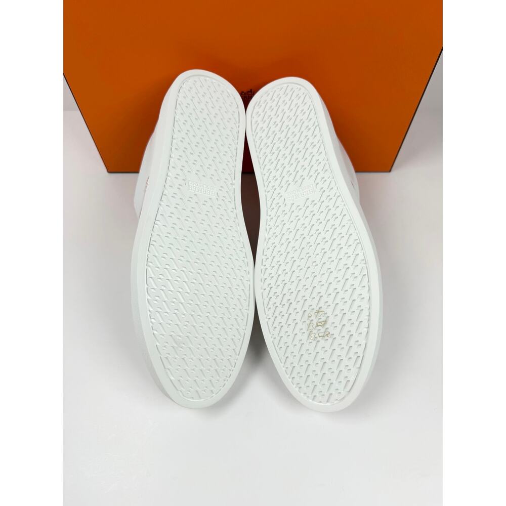 Size 8.5 - Hermes Advantage White Orange Sneakers NEW - Picture 7 of 10